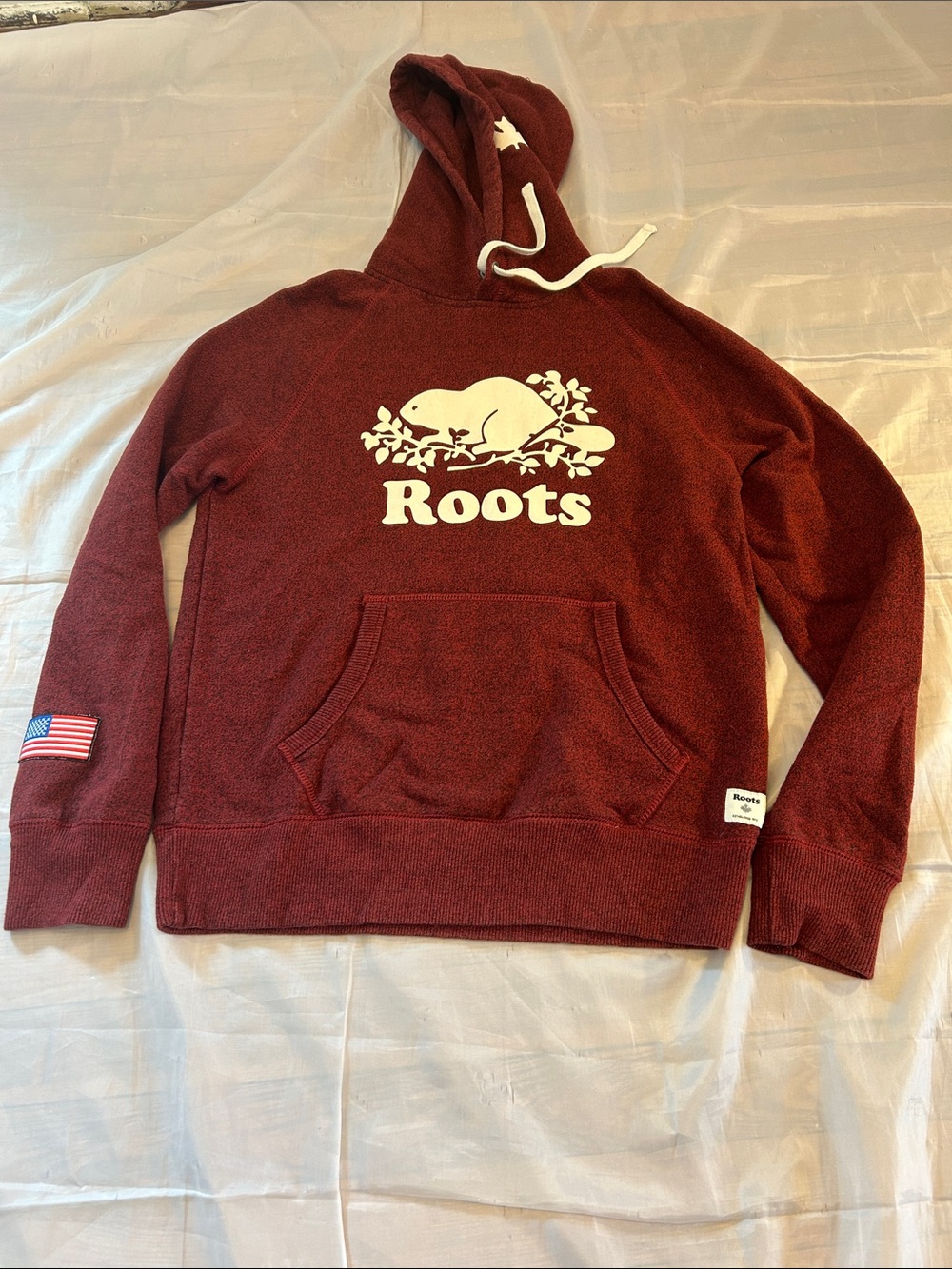 Roots Men's Deep Maroon Beaver Logo Crewneck Hoodie